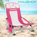 HAUSHOF High Back Folding Beach Chair Low Seat Camping Chair Mesh Back Chair NEW