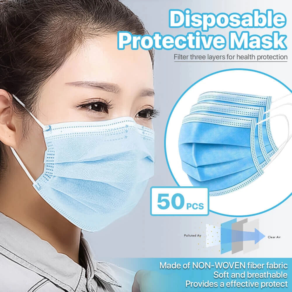 50/100/200/ Disposable Face Mask 3-ply Non Medical | Built Supply Co
