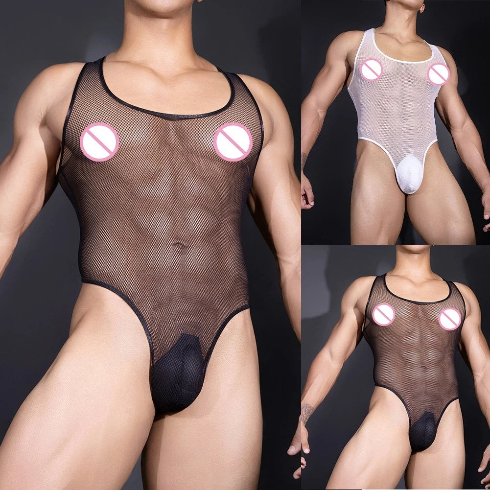 Mens Breathable Mesh Sheer Bodysuit Sexy Underwear | Built Supply Co