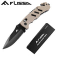 Flissa Stainless Steel Folding Pocket Knife W/seatbelt Cutters And