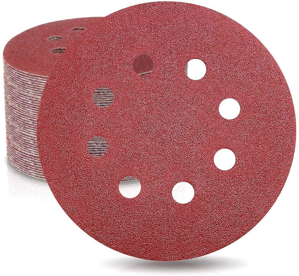 50x 5inch Sanding Discs 100 Grit Hook Loop 8-Hole Sandpaper Orbital