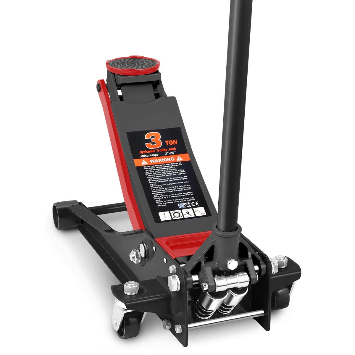 3-20in 6000lbs Capacity Hydraulic Red Black Floor Jack(3 Ton ) W/