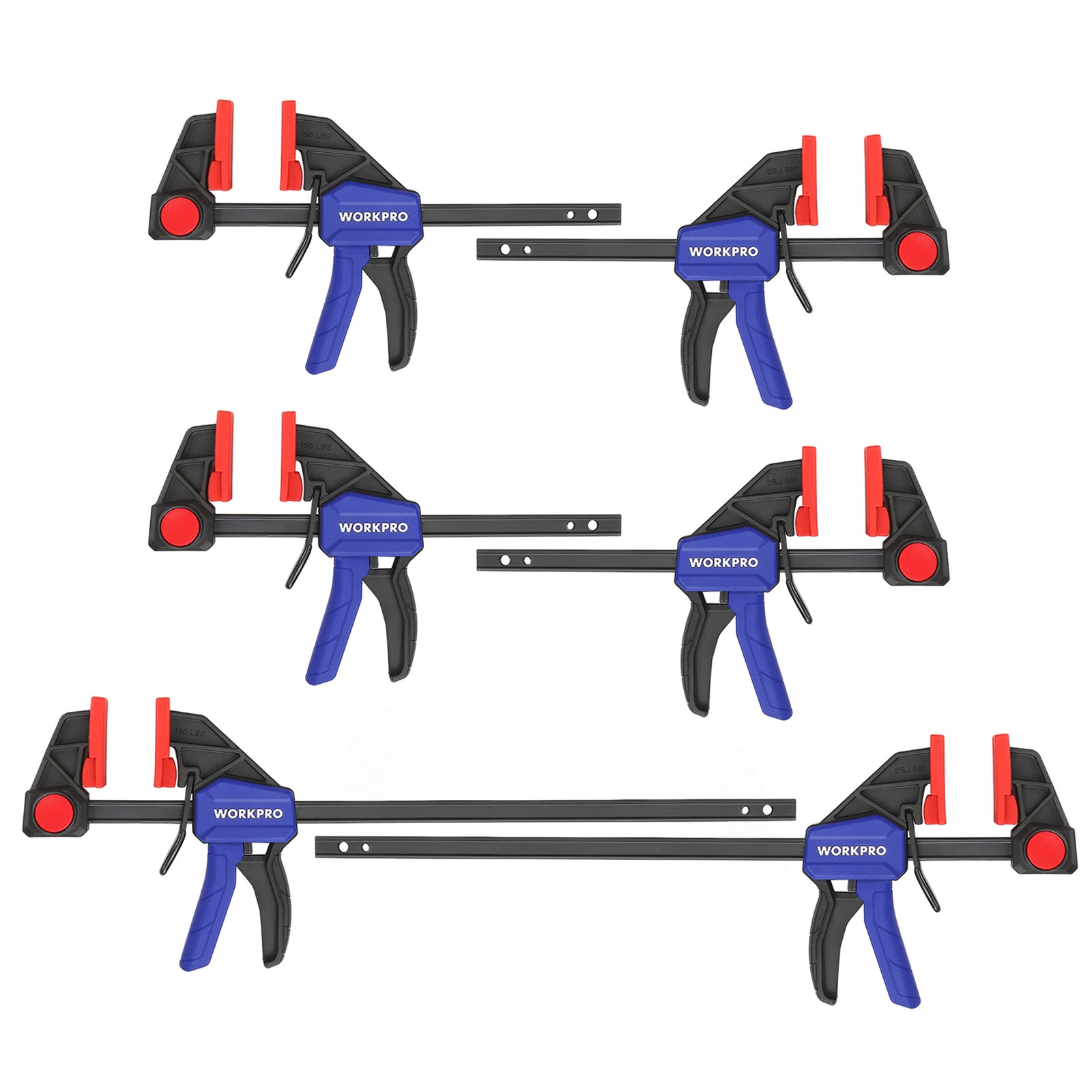 6pc Light-Duty One-Handed Bar Clamp Set 6"/12"