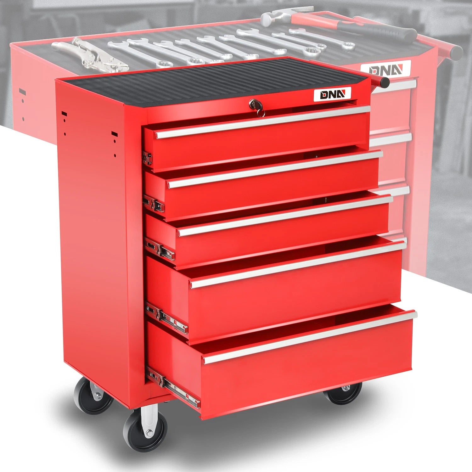5-drawer Rolling Tool Cart Slide Top Storage Cabinet Organizer