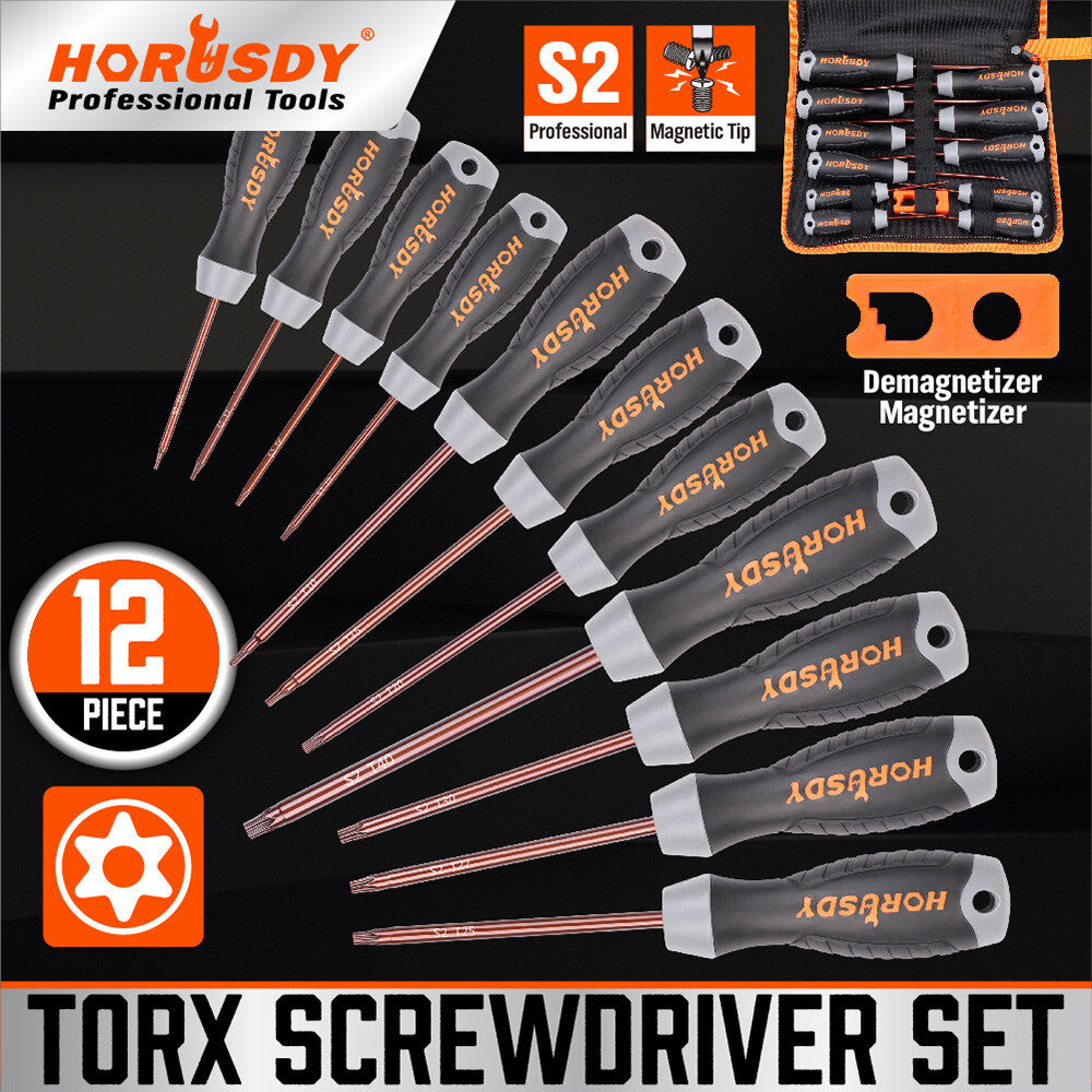12 PC Torx Screwdriver Set Magnetic T6 - T40 Security Tamper Proof