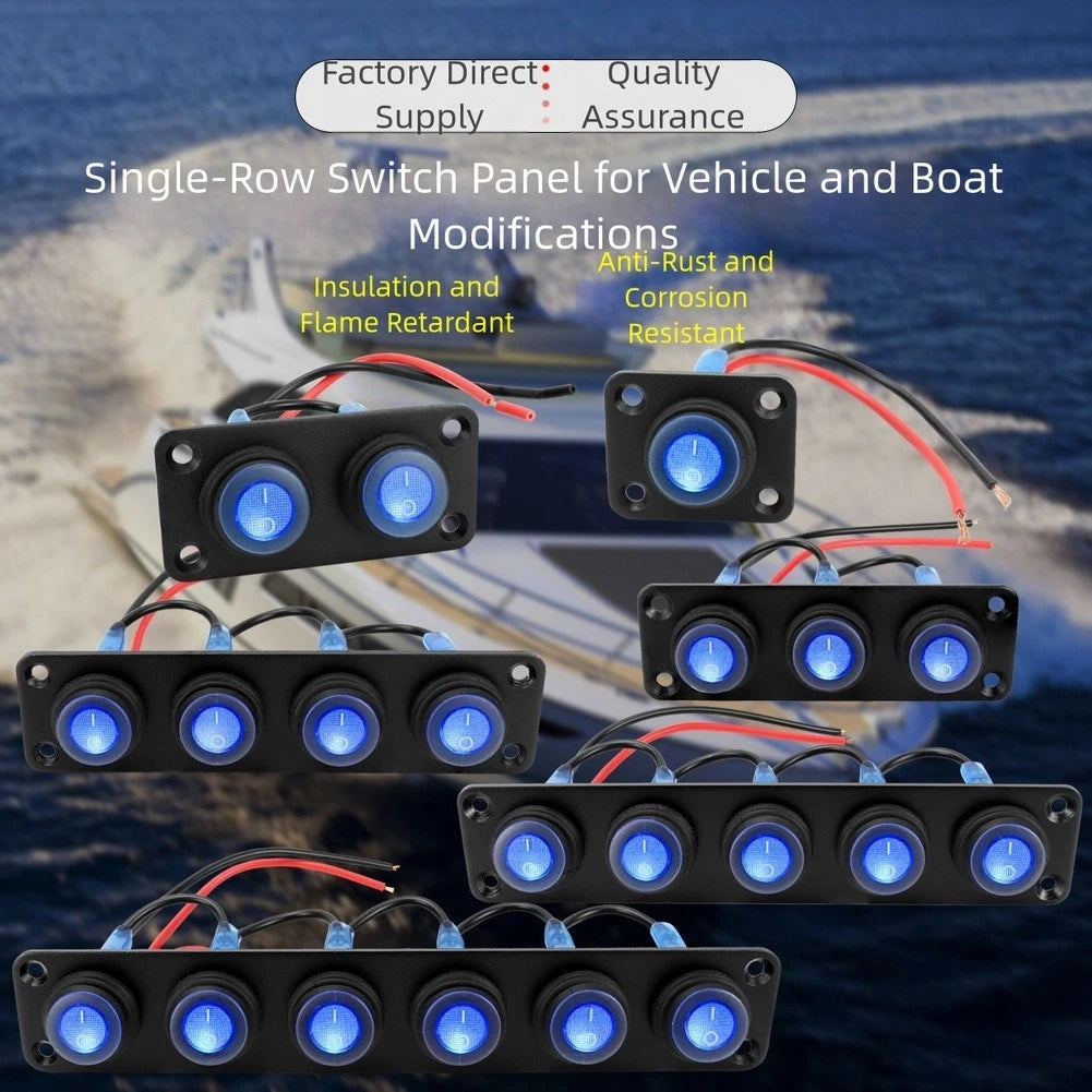 12V Led Switch Panel Waterproof Ip67 1 6 Gang For Marine Rv Boat