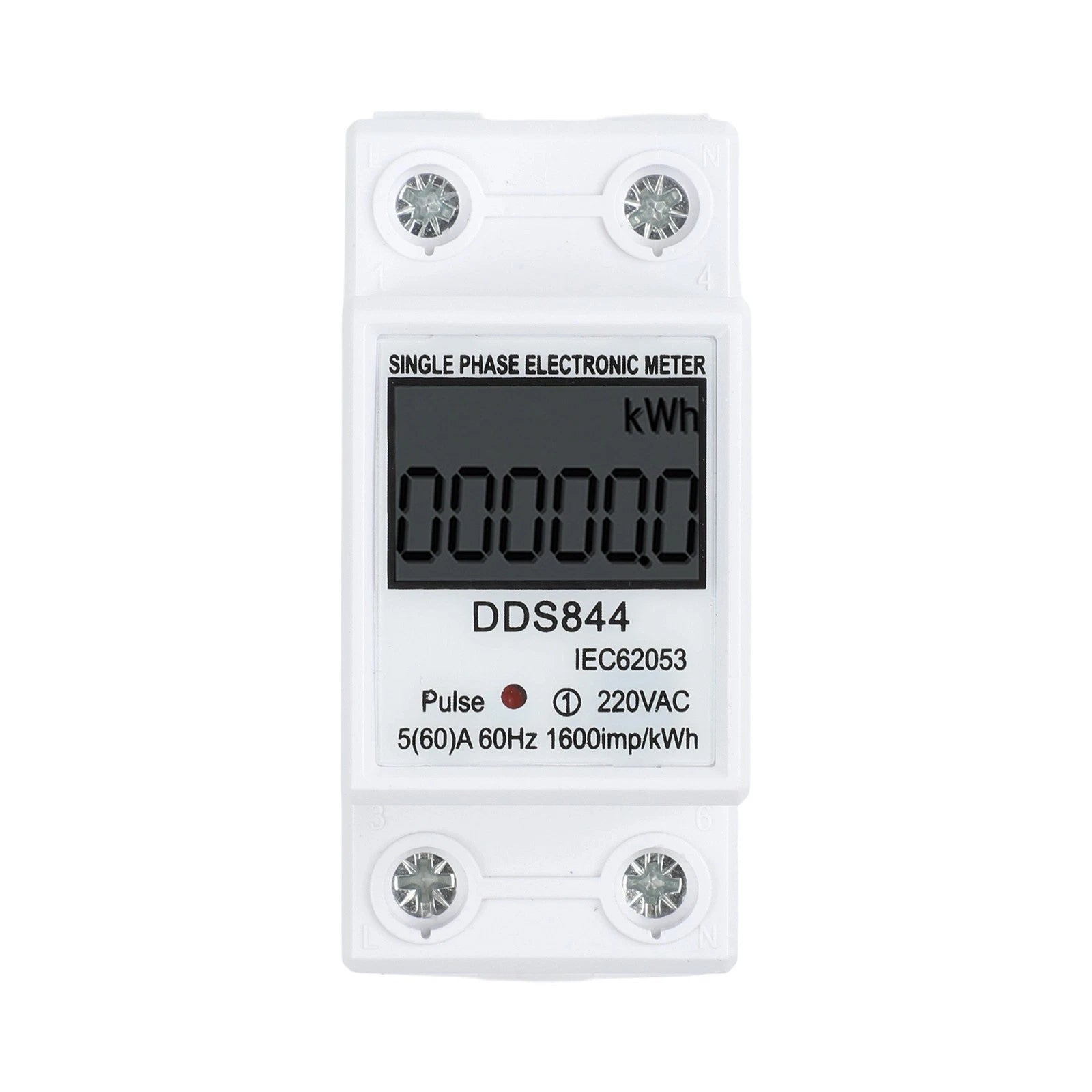 Lcd Single Phase Electric Energy Meter Kwh 220V 60a Long Lasting