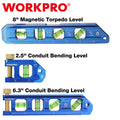Workpro 3PC Magnetic Torpedo Level Set 2.5" 6.3" 8"
