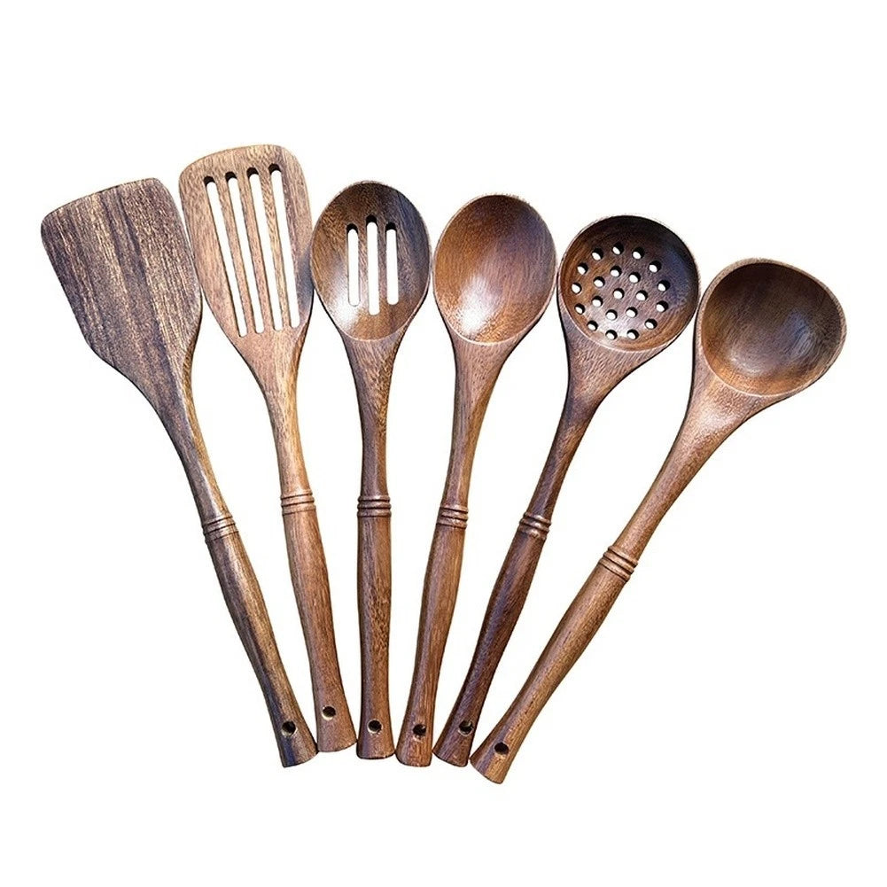 Heat Resistant Wooden Spatula Set With Comfortable Grip For Kitchen