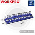 WORKPRO 3/8-Inch Magnetic Socket Organizer Metric Hold 30PC Standard