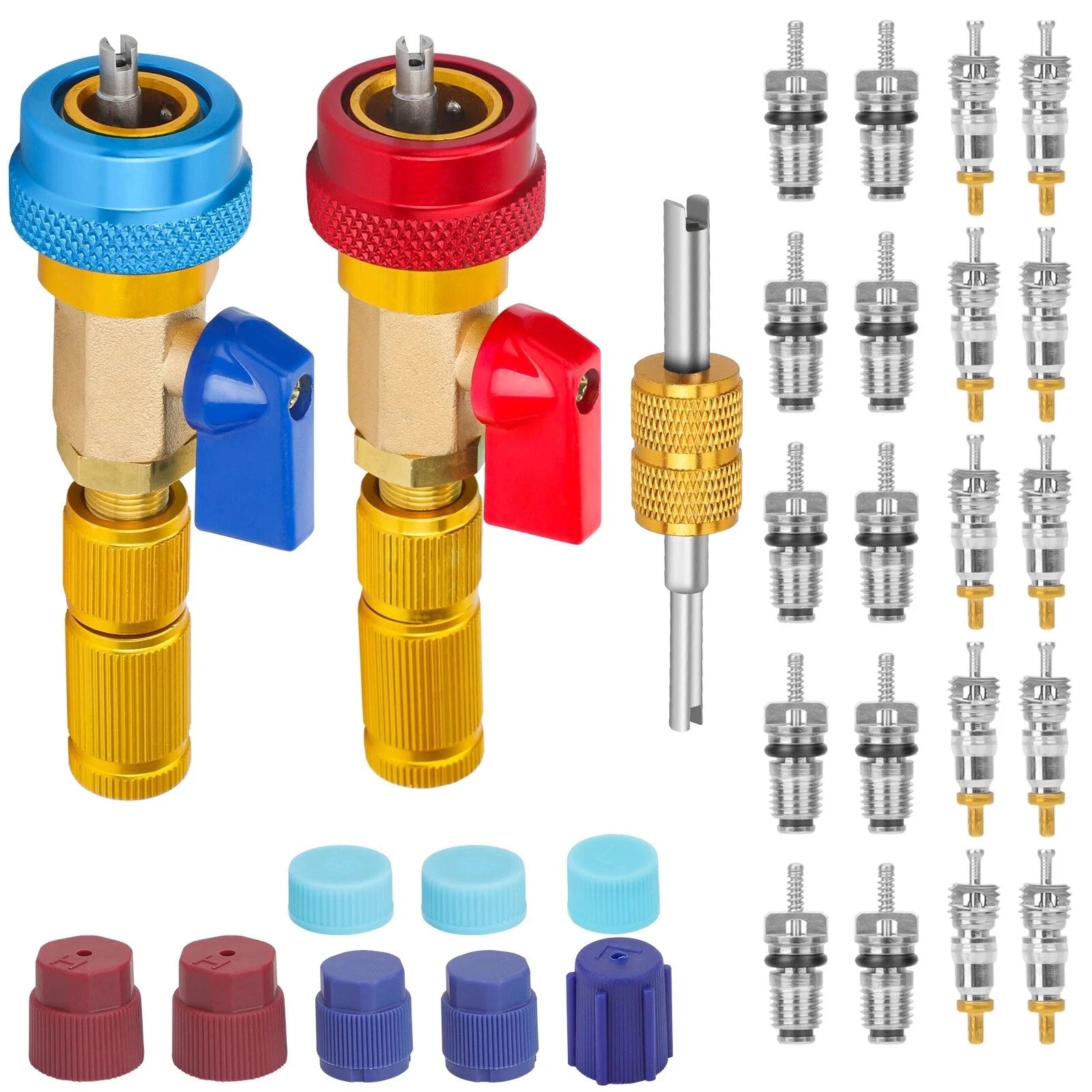 Professional R134a Ac Valve Core Removal Tool Kit With High/low