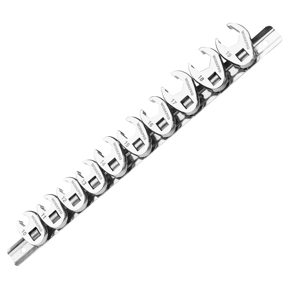 Workpro 3/8" Drive Crowfoot Flare Nut Wrench Set Metric 10-19mm