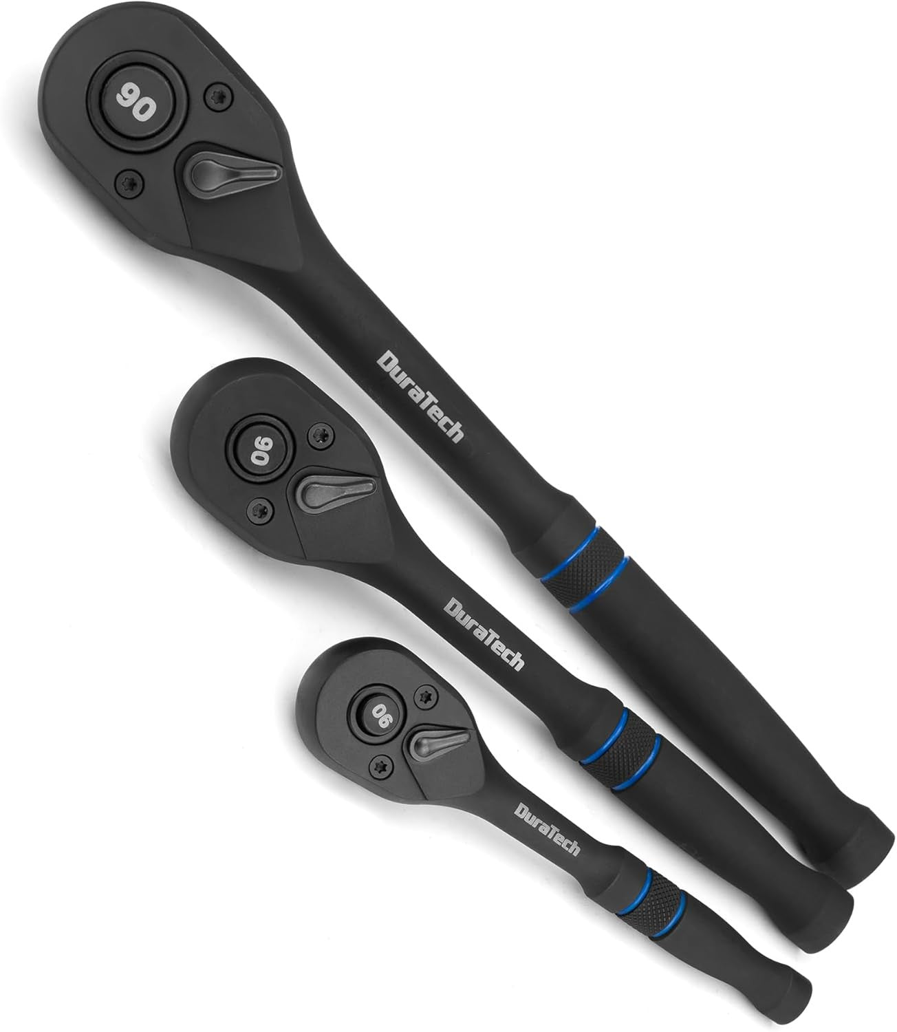 3-Piece Drive Ratchet, 1/4", 3/8", 1/2" 90-Tooth Quick-Release Ratchet