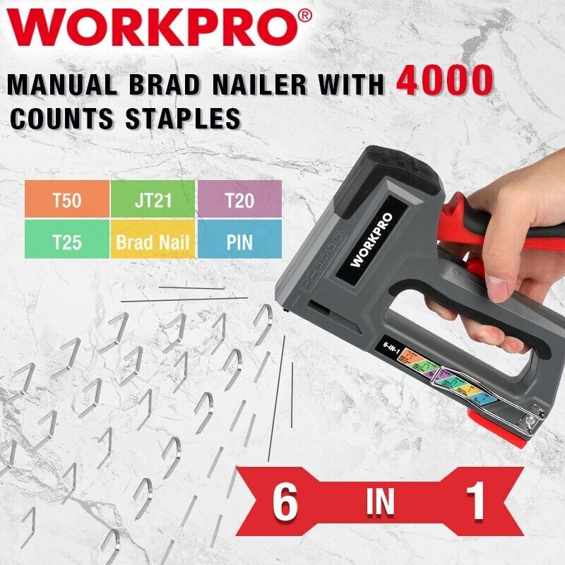 WORKPRO 6-in-1 Manual Staple Gun with 4000 Staples by WORKPRO