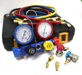 HVAC Diagnostic Split AC Auto Refrigerant 4 Valve Manifold Gauge Set & Adapters
