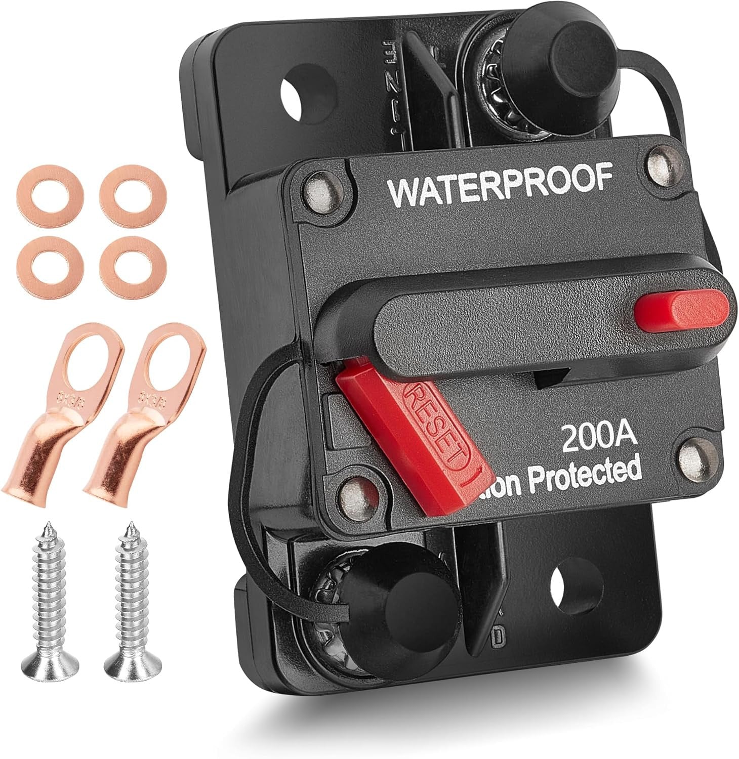 200 Amp Circuit Breaker Fuse 2/0 AWG - 3/8" Battery Ring Terminal