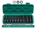 10pc 1/2" Dr Deep Impact E-Star Female Torx Socket