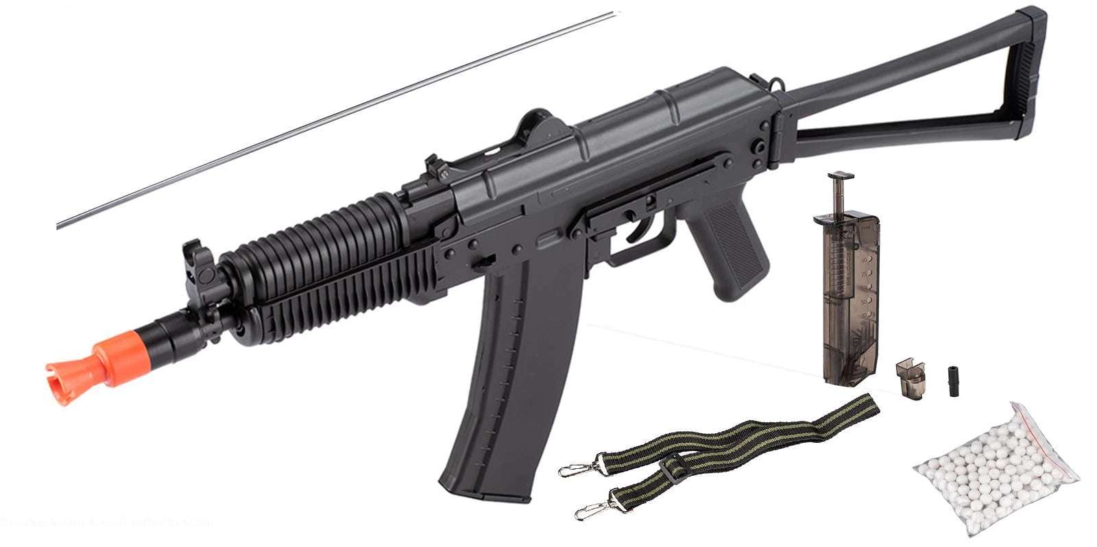 Wellfire Metal Akb74u Green Gas Blowback Airsoft Rifle Gun W/skeleton