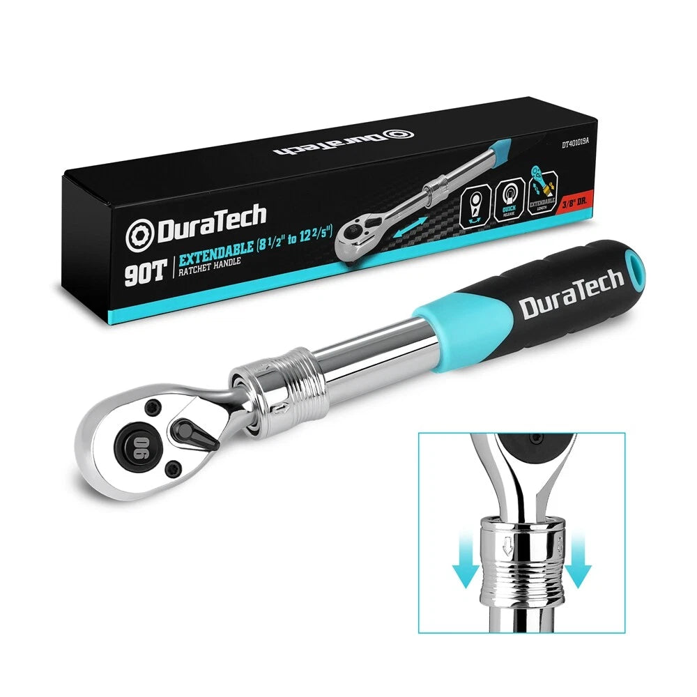 Duratech 3/8" Drive Ratchet 90-tooth Quick-release Extendable Ratchet