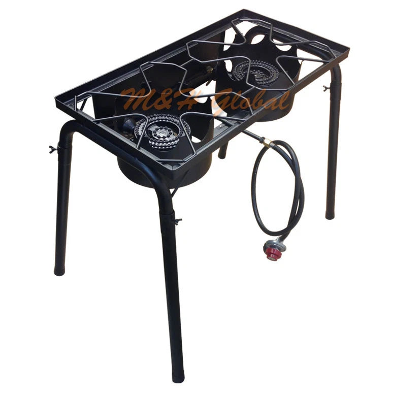 Heavy Duty Double Burner Stove With Stand Gas Regulator Outdoor