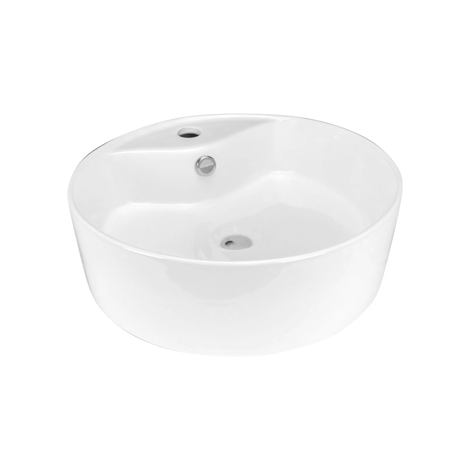 Rok Lagoon Round Shaped Vessel Bathroom Sink 18-1/8" X 18-3/8" White