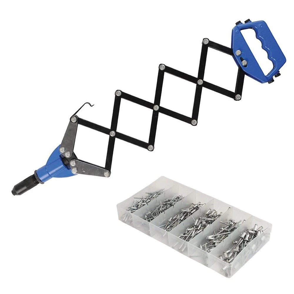 Lazy Tong Hand Riveter Pop Rivet Gun 3.2 - 6.4mm + 320 Rivets