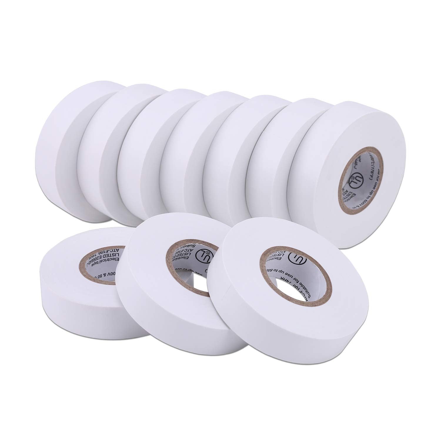 10-Pack White Electrical Tape Waterproof, 3/4 in X 66ft, Industrial