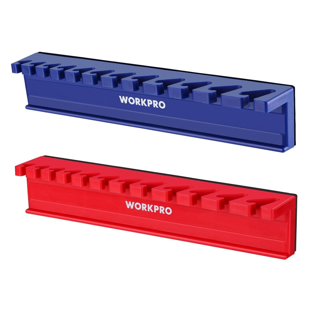 WORKPRO 2PC Magnetic Wrench Organizer Wrench Rack Tool Tray 24Slot