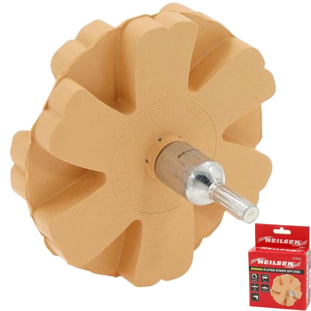 Neilsen 90mm Fluted Stripe Off Disc Paint Decal Removal Toffee Caramel RubberOpe