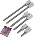 Neilsen Tamperproof Long Torx Bit Star Socket Set T40 Trx 3/8" Sockets