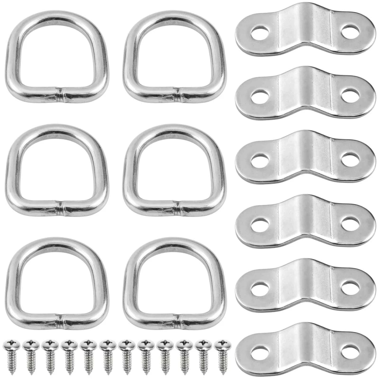 6* D-ring Tie Down Anchors 1/4" Heavy Duty Stainless Steel Trailer