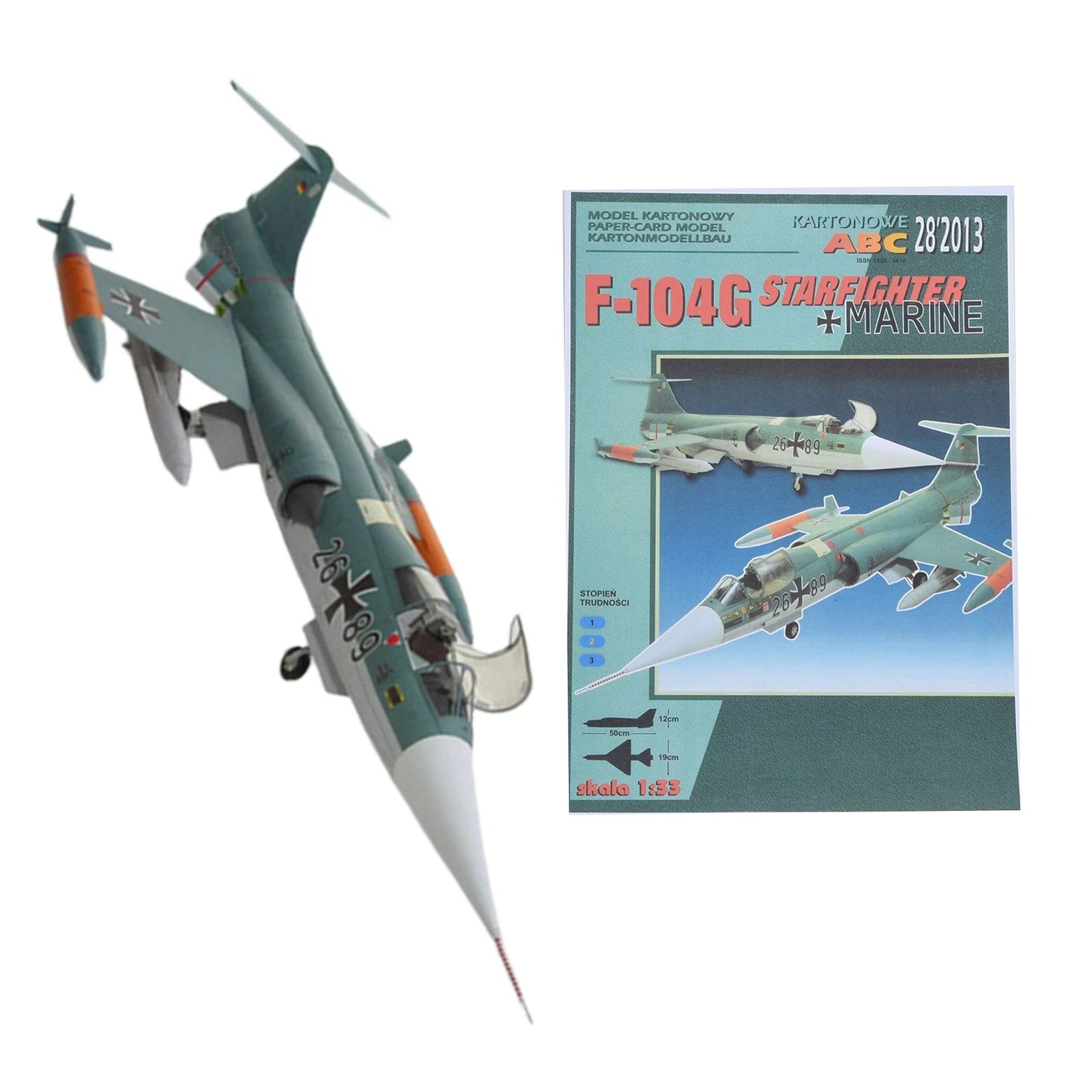 Diy 1/33 Scale Us F-104g Star Air Fighter Plane Paper Model Military