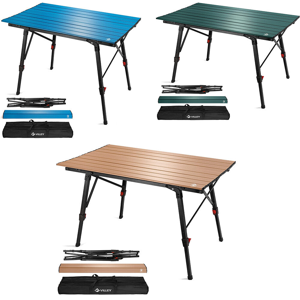 VILLEY Portable Aluminum Camping Table Folding Beach Table
