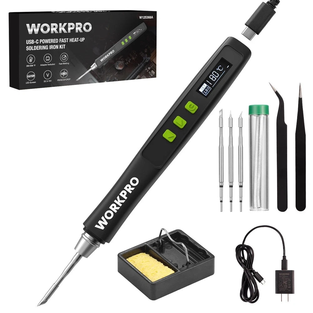 Workpro Dc Soldering Iron Kit Accurate Temp Control Fast Heating
