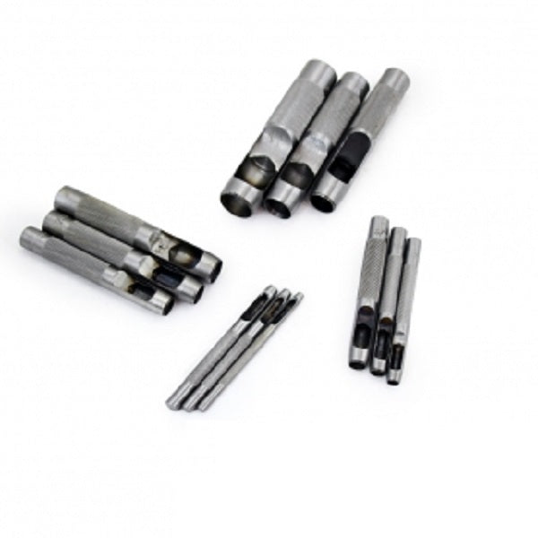 12pc Assorted Hollow Leather Hole Punch Set