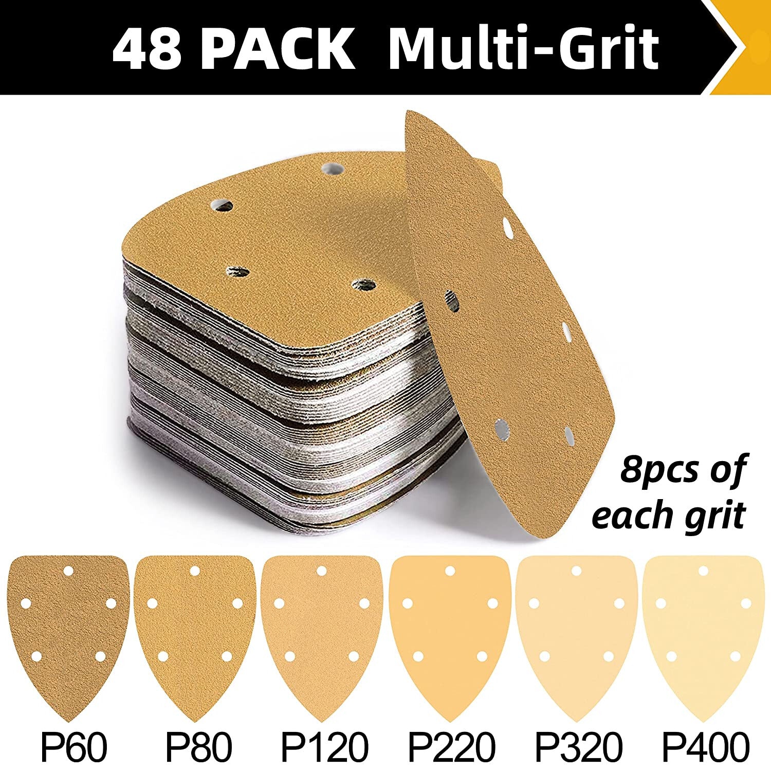Mouse Sander Sandpaper Detail Pads 60-400 Grit by Unbranded
