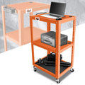 24"-42" Adjustable Orange 3-shelf Metal Cart Usb Power Strip W/