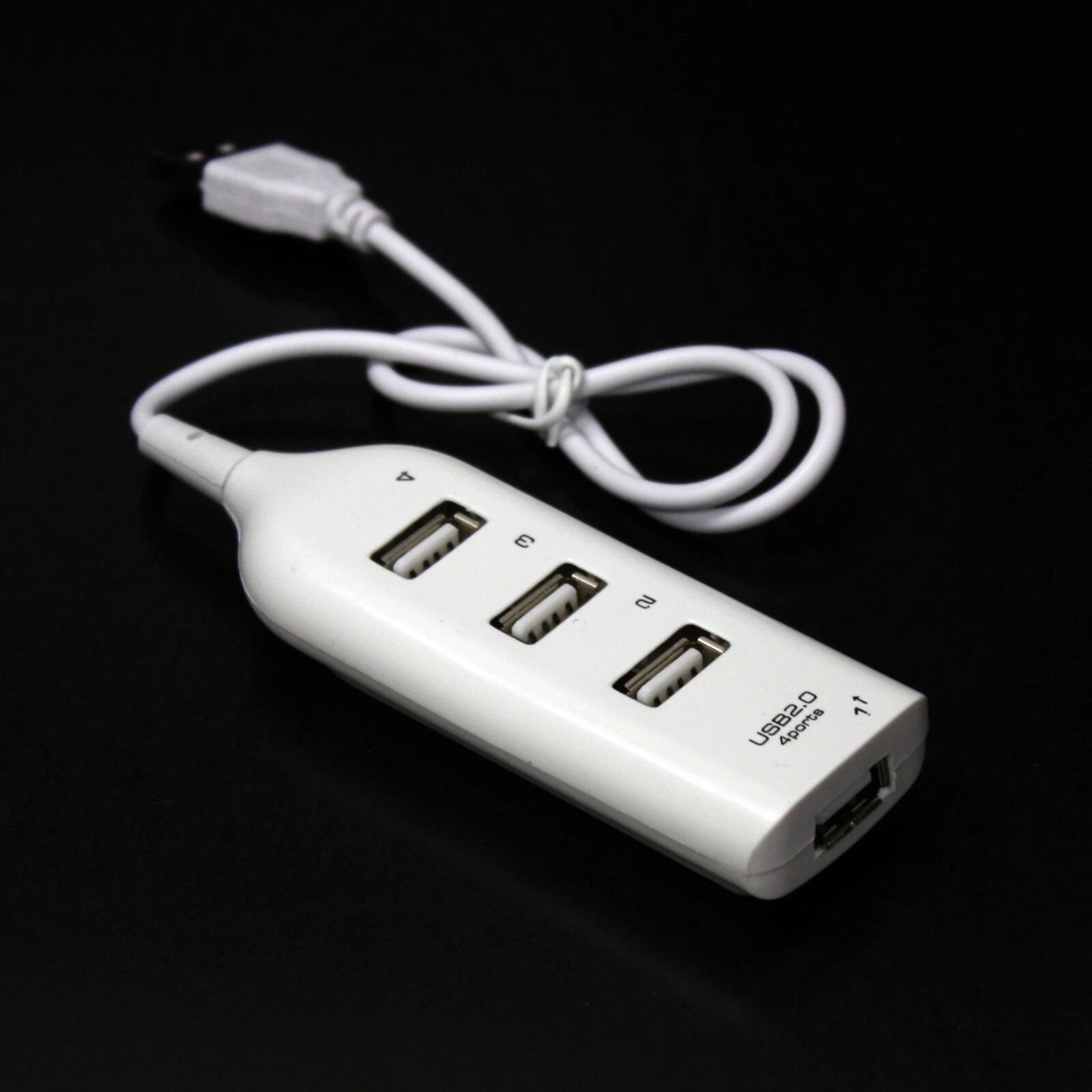 White 4 Port Usb 2.0 Multi Hub Splitter Expansion Desktop Pc Laptop