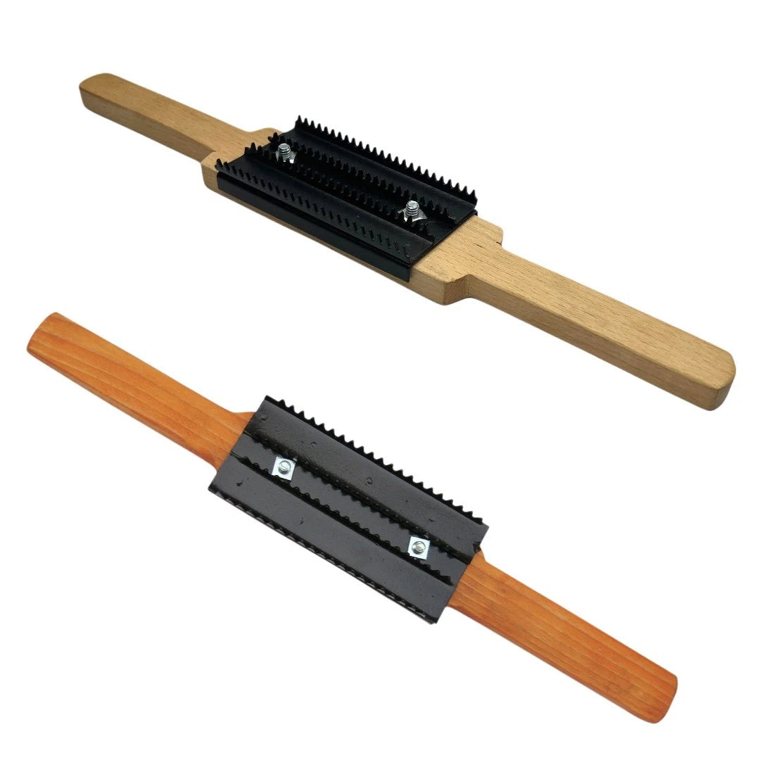 Set Of 2 Buff Rake With Wooden Handle, Sharp & Blunt Teeth Polishing