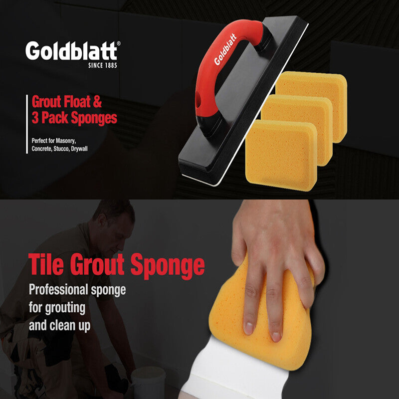 Goldblatt 4"x12" Grout Float 3 Pack Sponges Molded Rubber Floor Tile