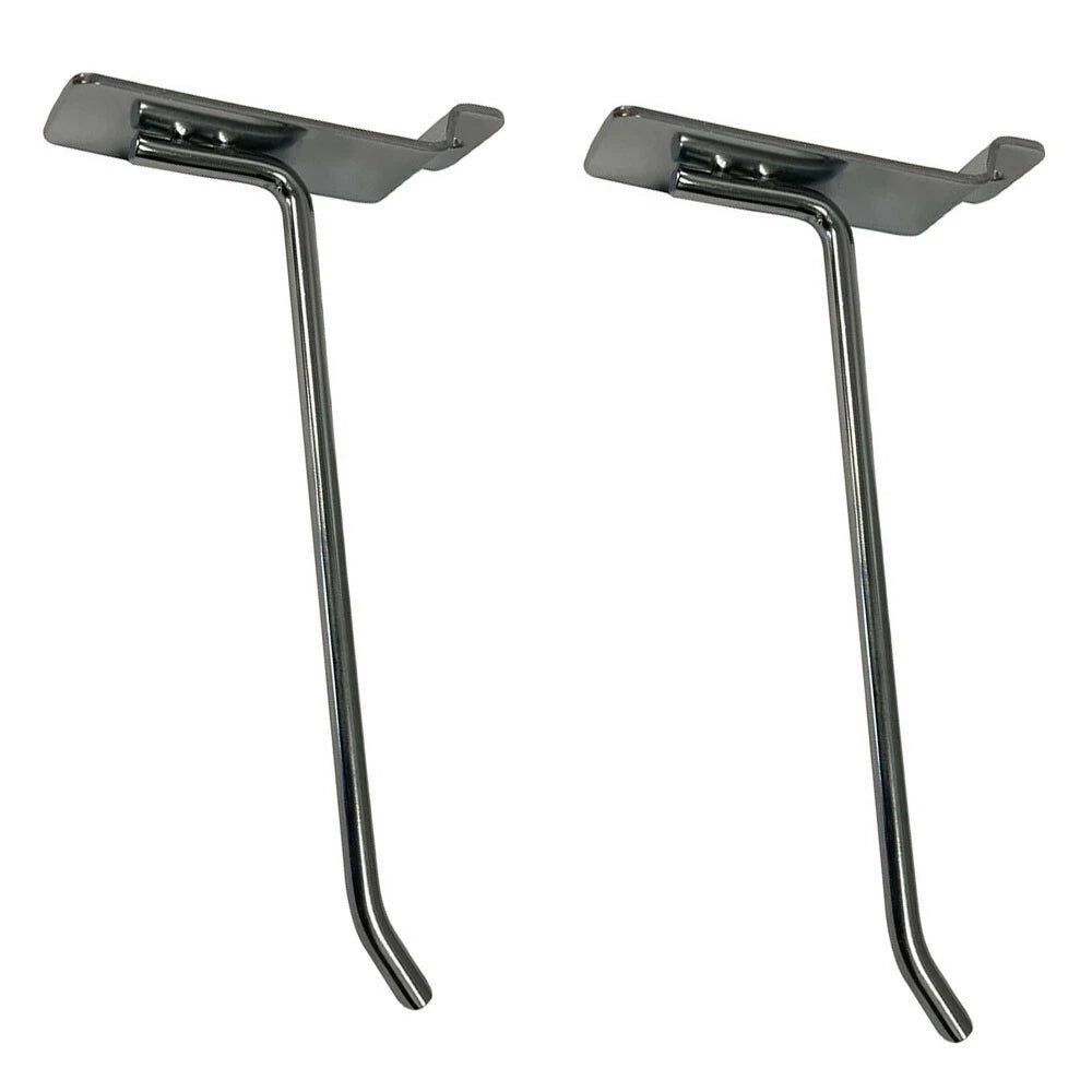6" Slatwall Hook Panel Display Hooks, 1/4" Thickness Metal, Chrome -