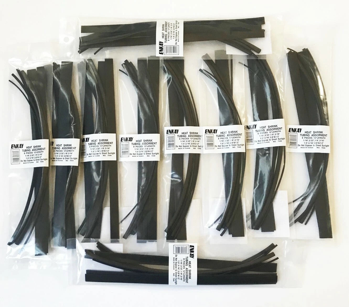 80ft Enkay Heatshrink Tubing Assortment 1/16" To 1/2" 8 Sizes Heat