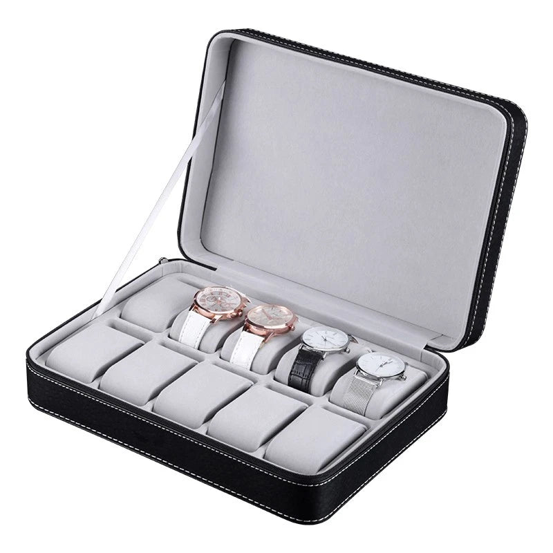6/10/12 Slots Pu Leather Watch Travel Case Zippered | Built Supply Co