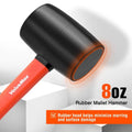 Valuemax 8oz Rubber Mallet Hammer Fiberglass Handle Double-faced Soft