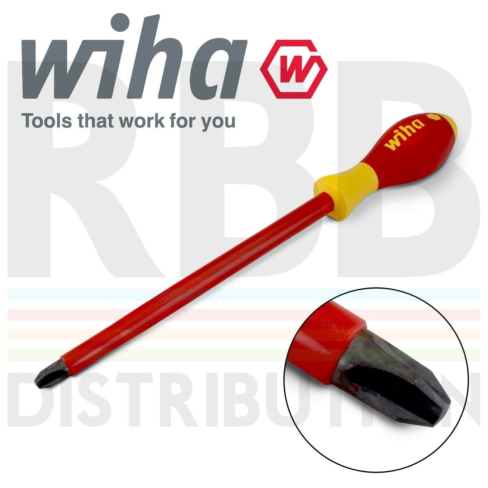 Wiha 00850 Phillips Screwdriver PH4 200mm 1000v VDE Electrician SoftFinish GripO
