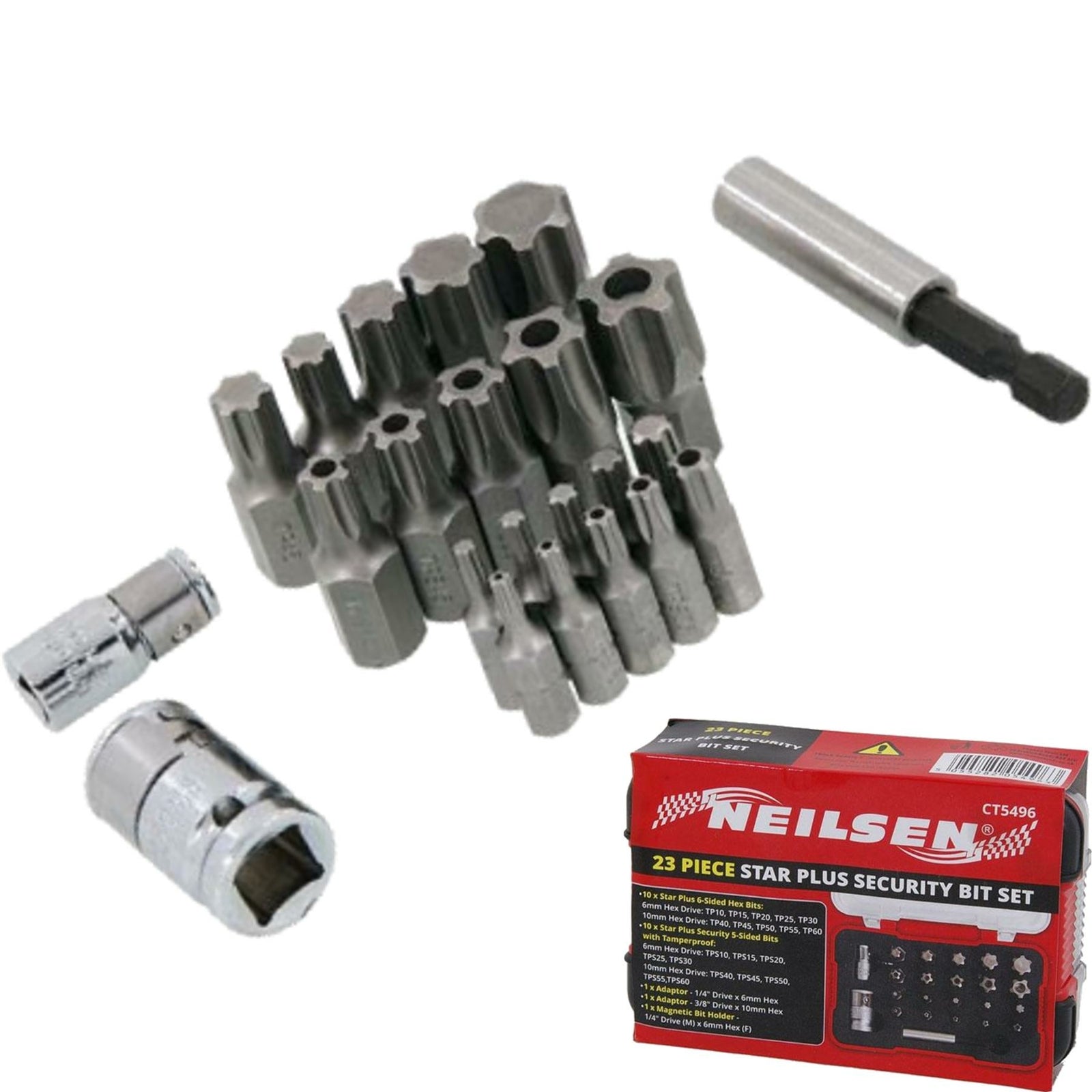 Neilsen 23pc Star Plus Tamperproof Bit Set