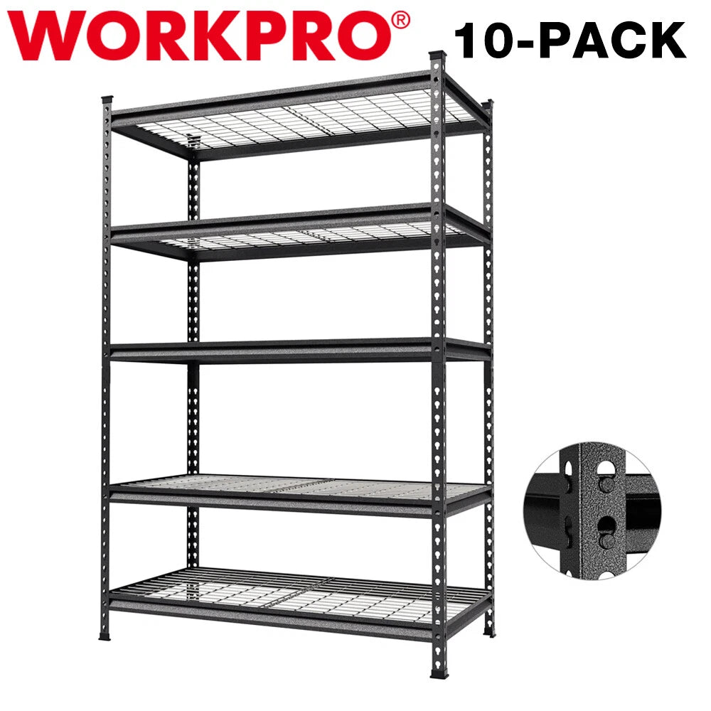 WORKPRO 5Tier Metal Storage Shelving Unit Storage Rack Shelf 24"Dx48"Wx72"H 10PC