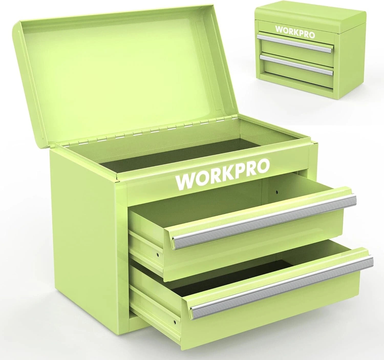 Workpro Mini Metal Tool Box With 2 Drawers And Top Storage With