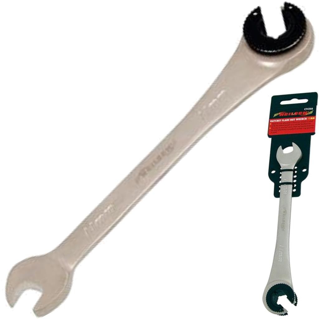 Neilsen 11mm Flare Nut Wrench Ratchet & Standard Open Ended Brake Pipe Spanner by Neilsen