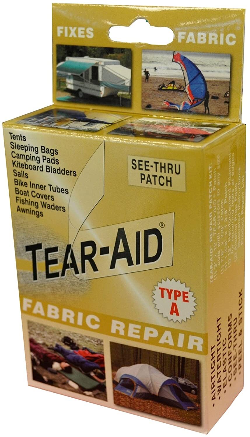 Tear Aid Type a Fabric Repair Patch Kit Tents Canvas Rubber
